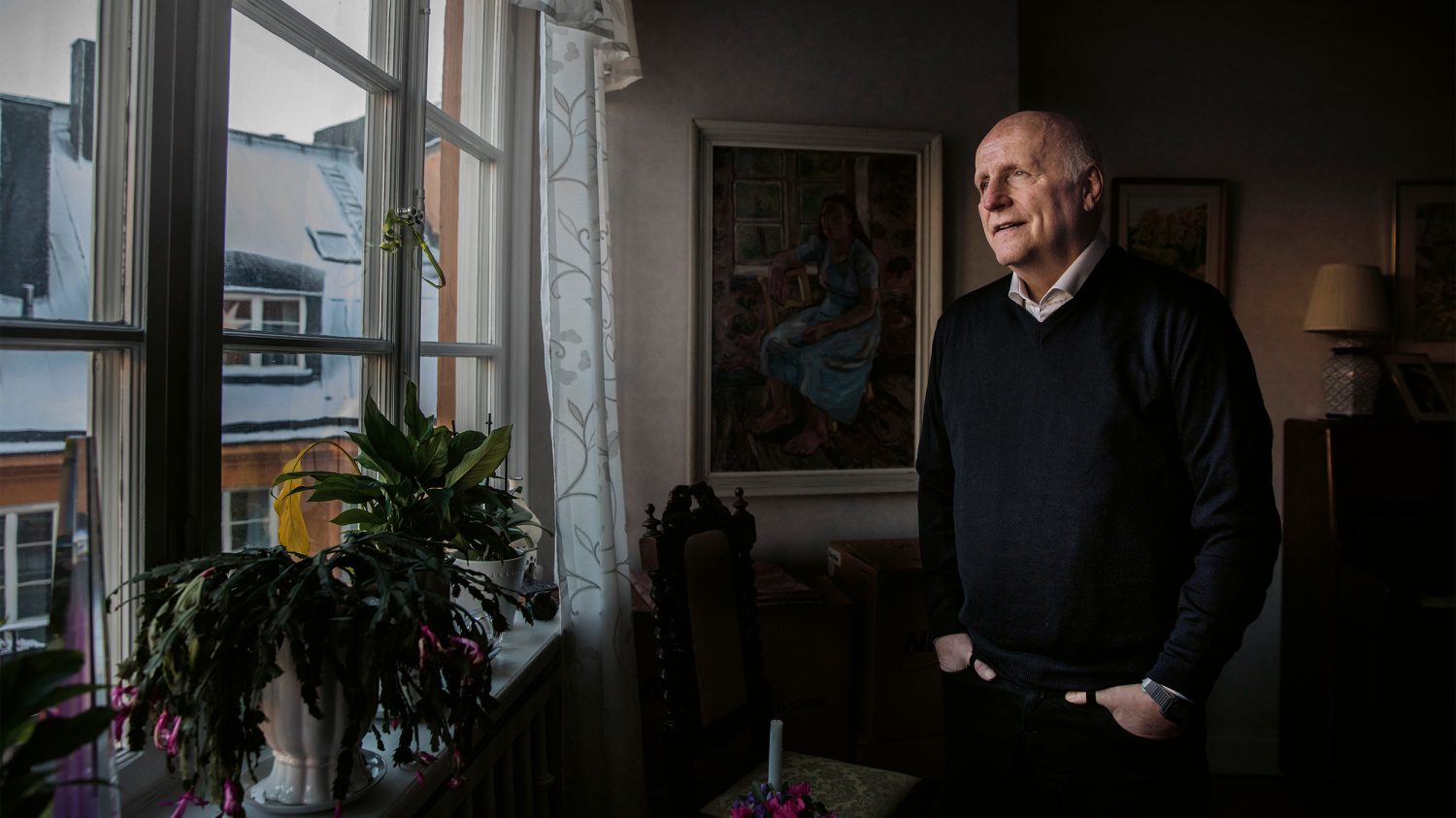 Arne Hegerfors hemma i lägenheten på Östermalm i Stockholm