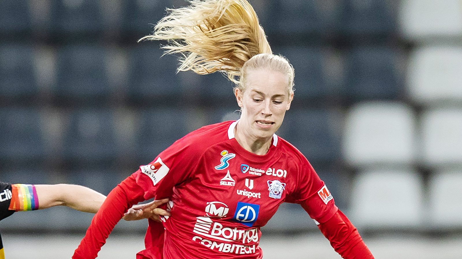 Amalie Vangsgaard under fotbollsmatchen i Damallsvenskan mellan Häcken och Linköping