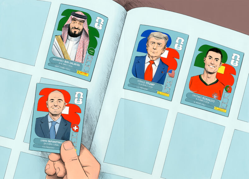 Paninibilder med Fifas president Gianni Infantino, Donald Trump, Cristiano Ronaldo och Mohamed Bin Salman